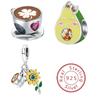 Copper Metal Coffee Avocado Sunflower Water Cup Charm Bead Components Bead Components Compatible With Authentic Original Bracelets Designed For Women
