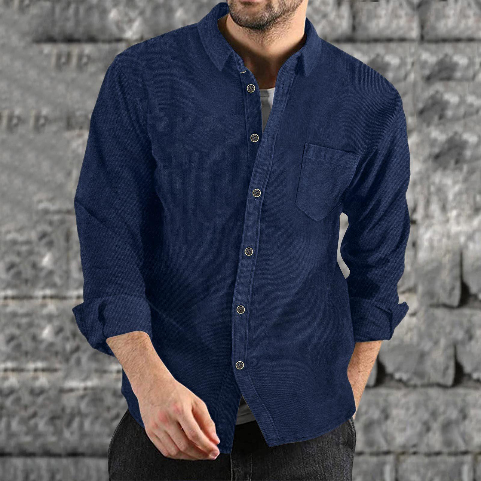 

Мужская вельветовая утолщенная плюшевая куртка, куртка большого размера, однотонная свободная куртка с лацканами из ягненка L тёмно-синий