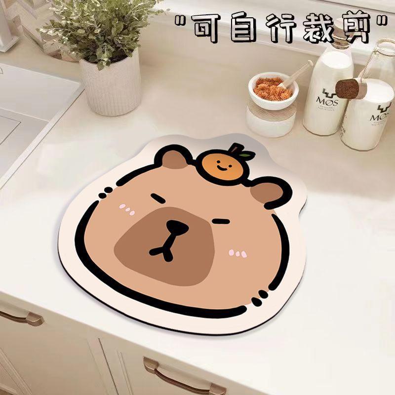 Cartoon Diatom Mud Table Mat, Kitchen Countertop Drain Mat, Anti-Scalding And Water-Absorbing Quick-Drying Mat, Wear-Resistant And Dirt-Resistant
