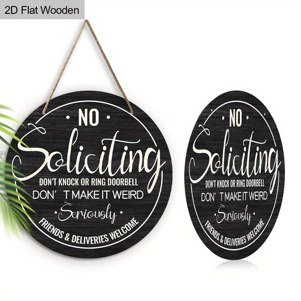 NO Soliciting Wooden Sign for Entrance Doors Decor - Unique Decorative Plaque for Home, Office, Store Decor