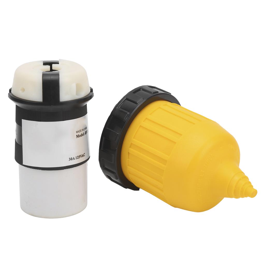 RV Cord Connector Locking Plug W/Cover Ring Power Socket 30Amp 125V for Caravan Trailer