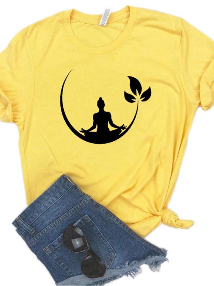 Women T Shirt Buddha Lotos Print Tshirt Women Short Sleeve O Neck Loose T-shirt Ladies Causal Tee Shirt Clothes Tops