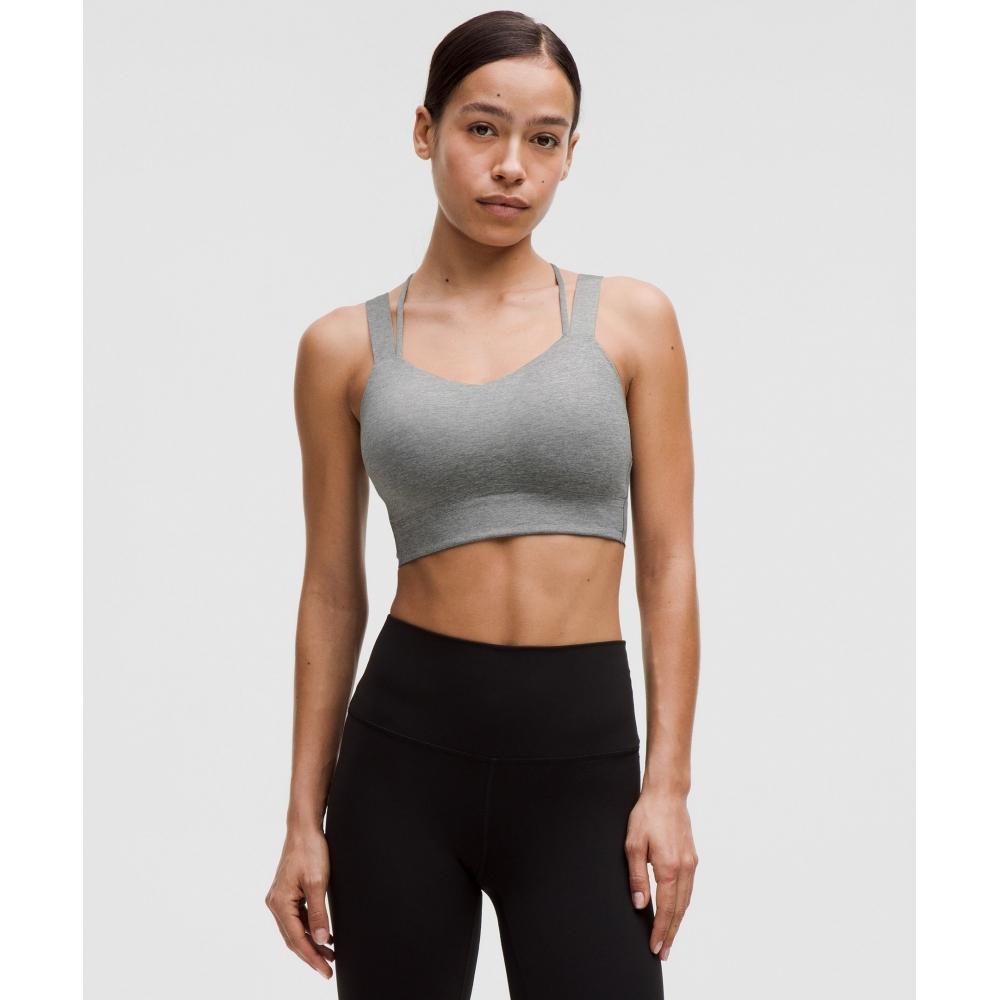 

Lululemon Like A ClouD Longline brA Light Support D DD Cup heAthereD rAcewAy Grey 14