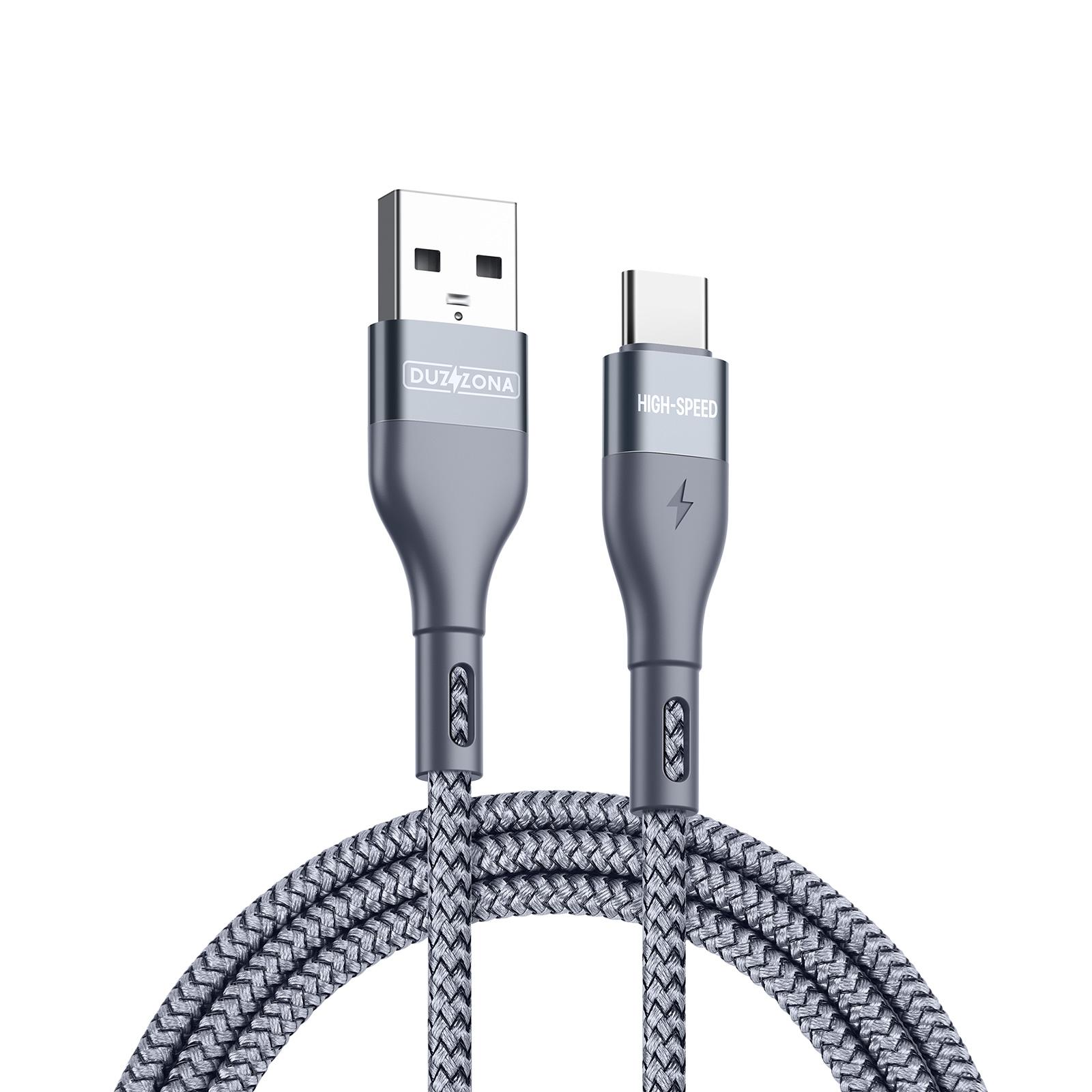 

DUZZONA A8 for iPhone 15 Series 1m USB-A to Type-C 480Mbps Data Cable Nylon Braided Phone Charging Cord