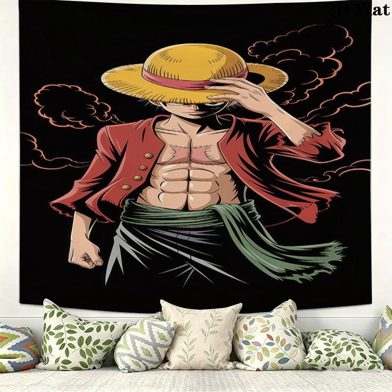 One Piece Monkey D Luffy Vægtæppe Æstetisk Vægophæng Trykt Stof Tæppe Dekorative Vægtæpper Til Soveværelse Stue Boligindretning