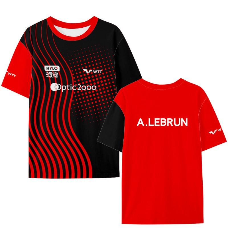 Felix Lebrun Alex WTT Stolní tenisový týmový dres Rychleschnoucí ledové hedvábí Krátký rukáv Tričko Unisex Sportovní tričko