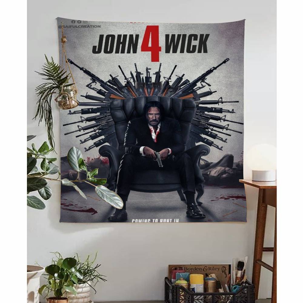 1PC JOHN WICK Cartoon Tapestry Wall Hanging Decoration Household Home Decor
