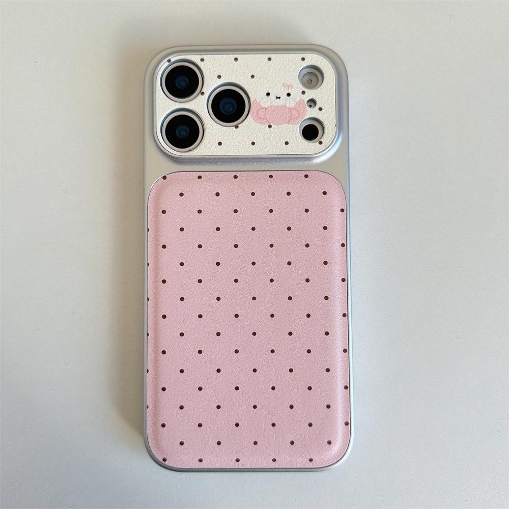 

Совместим с Apple iPhone 17/16 PRO MAX и iPhone 15/14, Чехол-бампер для телефона с рисунком в горошек, бантом и кроликом, противоударный. iPhone 17