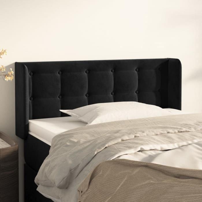VidaXL Tête de lit avec oreilles Noir 93x16x78-88 cm Velours3119240