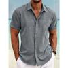 Felpa casual da uomo estiva con bottoni Camicia in lino e cotone Camicie a maniche corte con risvolto da uomo oversize da spiaggia