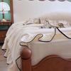 French Large Lace Cotton & Linen 4-Piece Set: Soft, Skin-Friendly Solid Color Bedding with Fitted Sheet