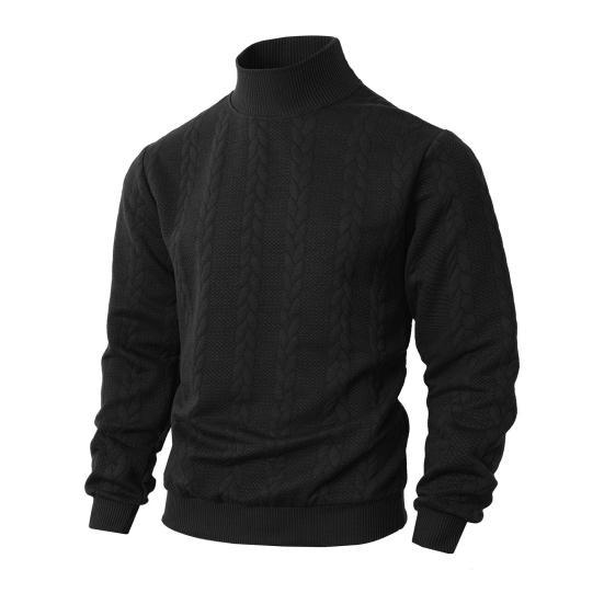 

Men Turtleneck Sweater Twisted Knitted Pullover Sweater Casual Solid Color Base Layer Top for Street Work Dating Daily Wear L чёрный