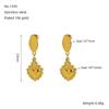 European American Retro Titanium Steel Heart-Shaped Gold Earrings for Women