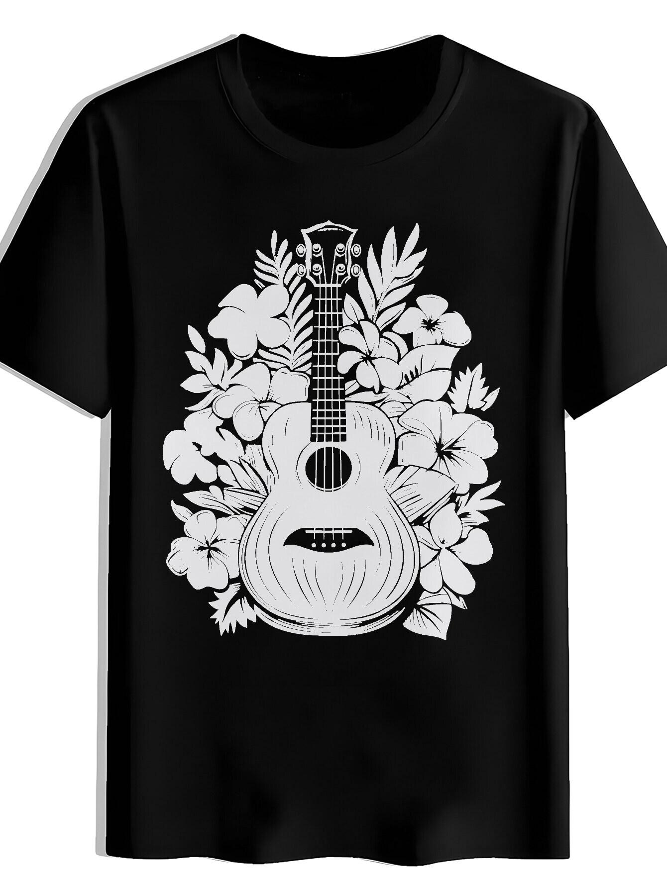 T-shirt Short Sleeve with Artistic Chinese Calligraphy & good fortune character - Black Summer Casual Round Neck Tee XXXL