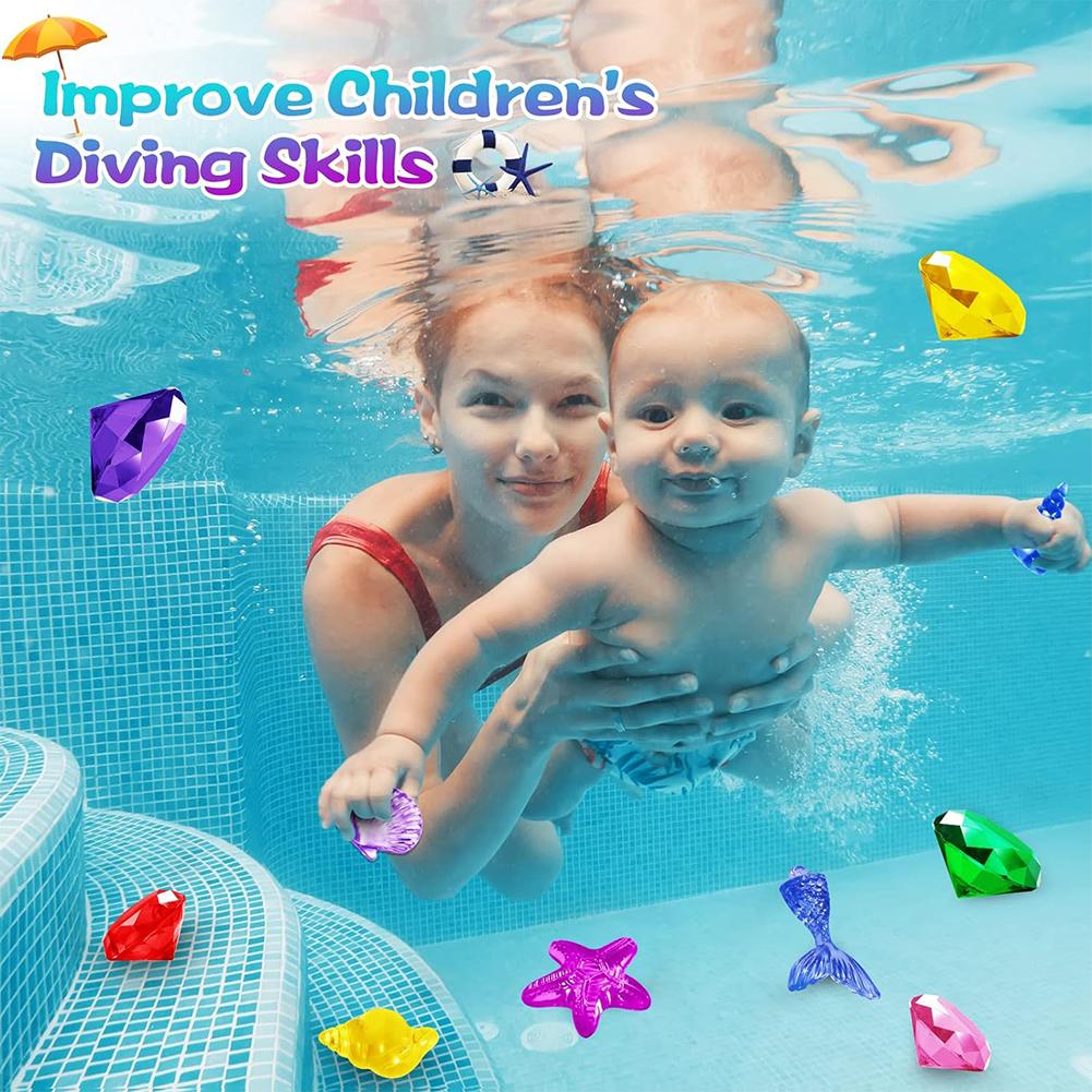 

26Pcs Dive Gems Pool with Treasure Box Underwater Swimming Acrylic Diving Gemstone for Summer Party China Mainland