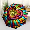 1pc Music StainedGlass Automatic Open/close Umbrella, 8-Rib sturdy structure, Auto Folding/Opening, Portable Travel Umbrella for Women,116