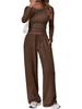 Fashion Casual Set Sport Yoga Autumn Winter Solid Color Crew Neck Long Sleeve For Women