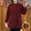 Loose Women Winter Warm Thick Basic Wear Elegant Office Lady Casual Print Retro Vintage Ruffles Velvet Tops Blouse