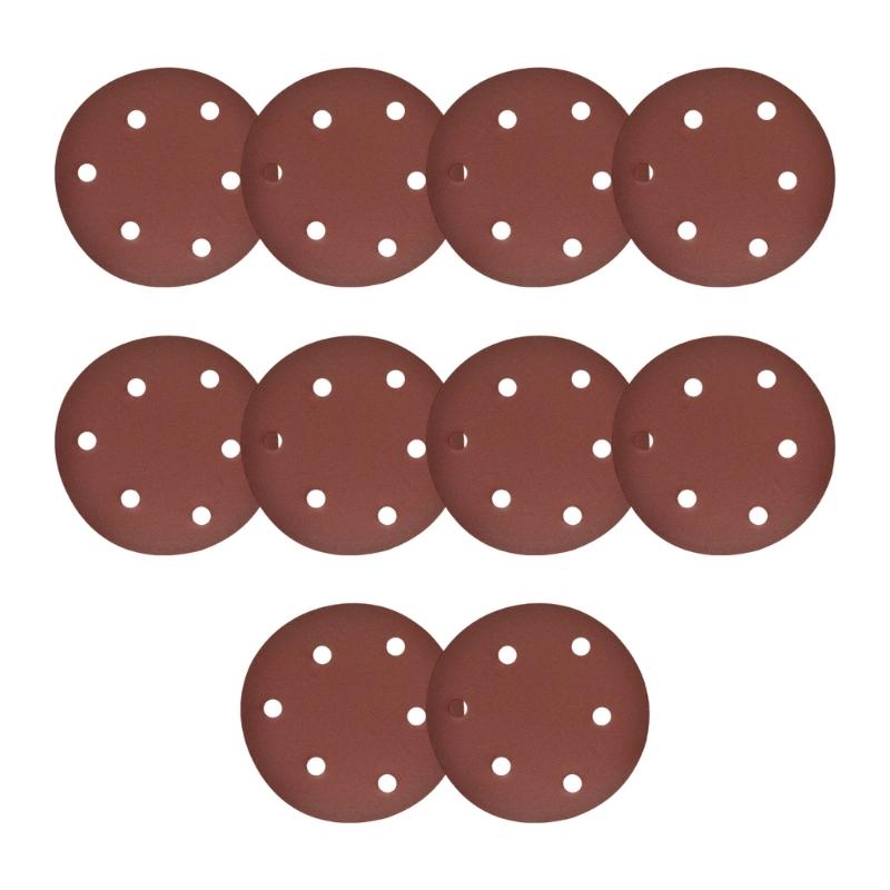 10Pcs 5Inch Hook Loop Sandpaper Sanding Discs For Angle Grinder 6 Holes for Dust Extraction Dry Wet Sanding