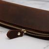 Collasaro Handmade Leather Pencil Case, Large Capacity, Stylish, Slim, and Simple (Brown)