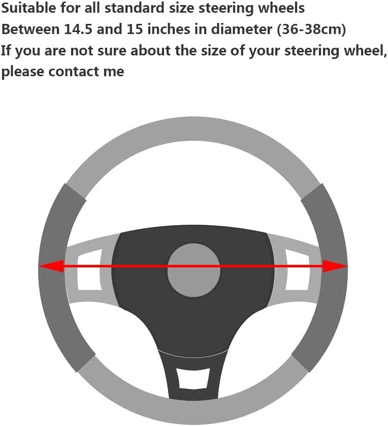 Crystal Diamond Leather Steering Wheel Cover with Bling Crystal Rhinestone Universal Fit Car Steering