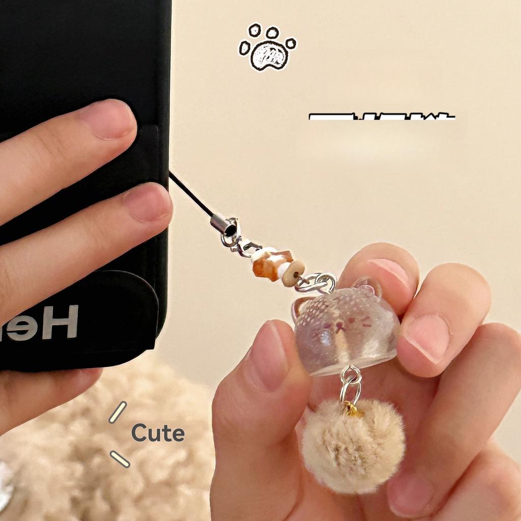 2 Pcs Cute Hairball Kitten Pendant Phone Chain Keychain Versatile Pendant Backpack Pendant
