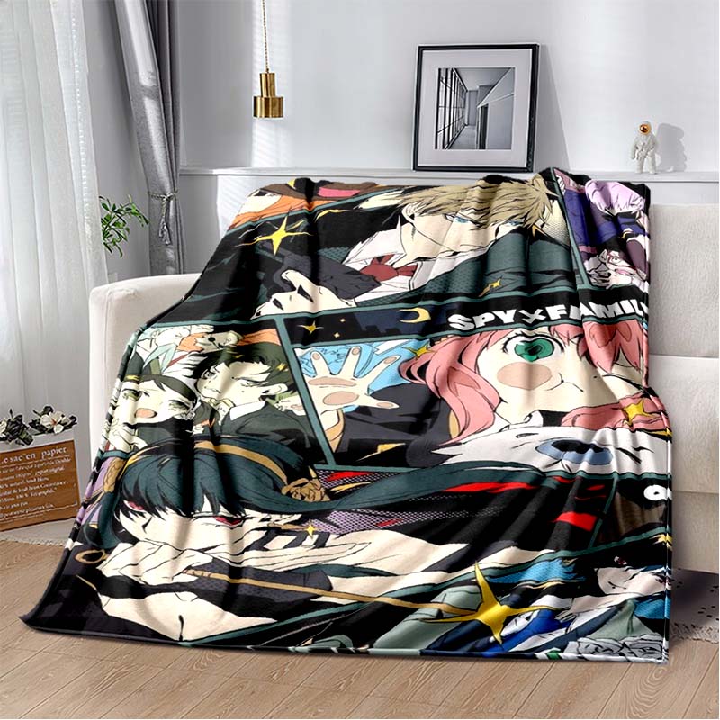 Spy x family cartoon and anime Print Flannel Blanket Ultra Soft Warm Throw For Bedroom Living Room Indoor Home Holiday Gift