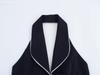 European and American Style, New Women's Clothing, Bow Decoration Splicing Neck Collar Top 2119/550