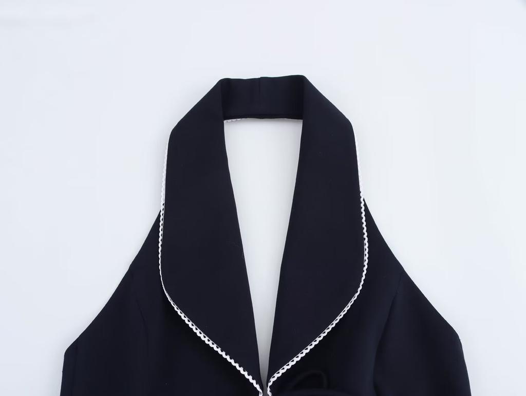 European and American Style, New Women's Clothing, Bow Decoration Splicing Neck Collar Top 2119/550