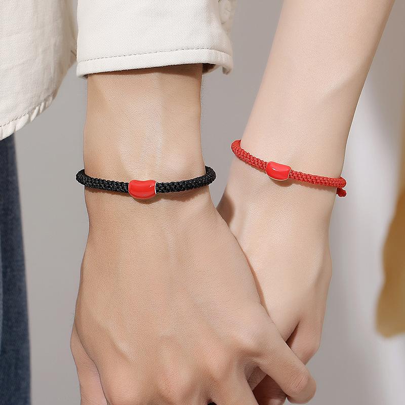 Acacia Bean Couple Bracelet A Pair of Woven Hand Ropes Men's and Women's Niche Design Sense Commemorative Gift for Objects
