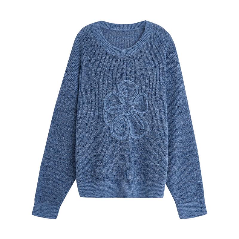 Chuyu Women's 3D Floral Mohair Blend Knit Sweater