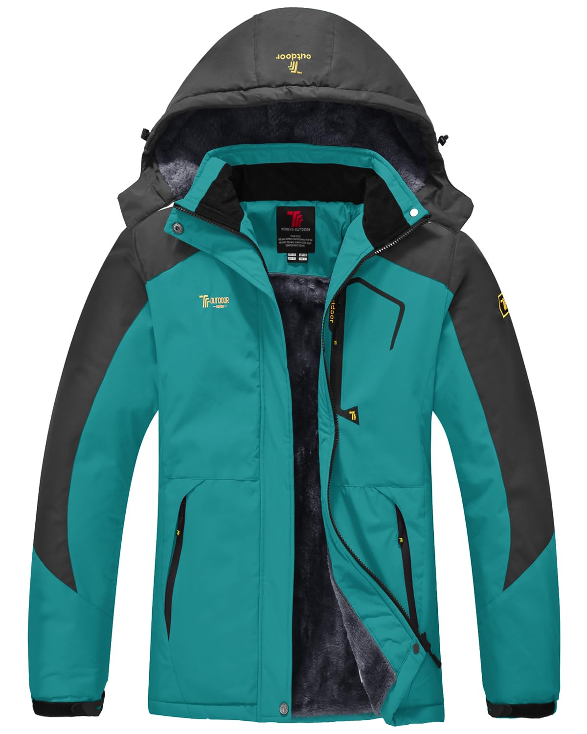 

YSENTO Fleece Outdoor Jacket for and Warm and Removable Windproof and Brushed 01 XL Women s Jacket, Hiking, Skiing, More, Hood, Water-Repellent,