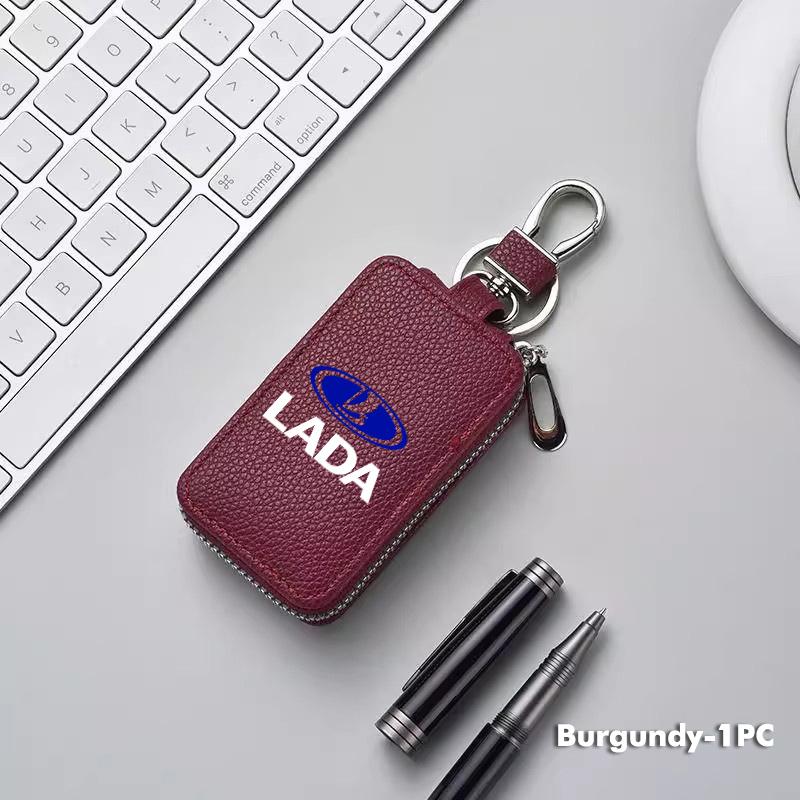 For Lada Car Logo Key Wallet Leather Keys Storage Bag Zipper Key Case Accessories Xray Granta Priora Sedan Sport Kalina Vesta SS15