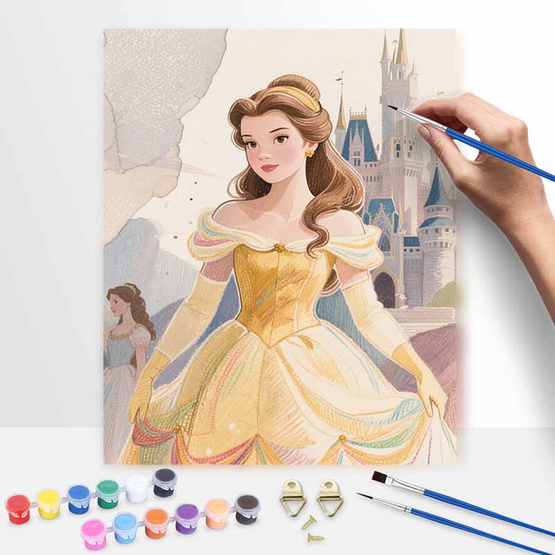 disney belle princess castle digital oil painting hand painting kit diy home decoration