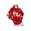 FILA Da Da Dragon Series New Year Couple Knitted Sweater With Color Block Fun Handwritten Pattern Unisex Sweater Legendary-Red F11U419402F-RD