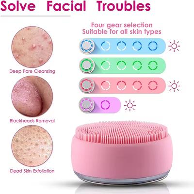 Mini brosse nettoyante électrique en silicone Brosse nettoyante à ultrasons masseur Chargement USB Appareil nettoyant étanche
