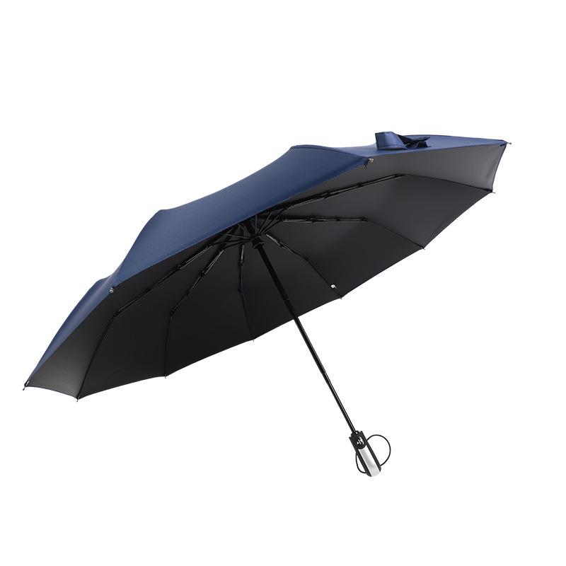 Dual-Use Automatic Umbrella for Men & Women: Sun & Rain Protection with black glue sunshade. Customizable with printed logo, fits two people.