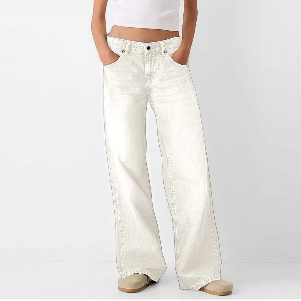 Damen Retro High-Rise Straight Street Wide-Leg Jeans