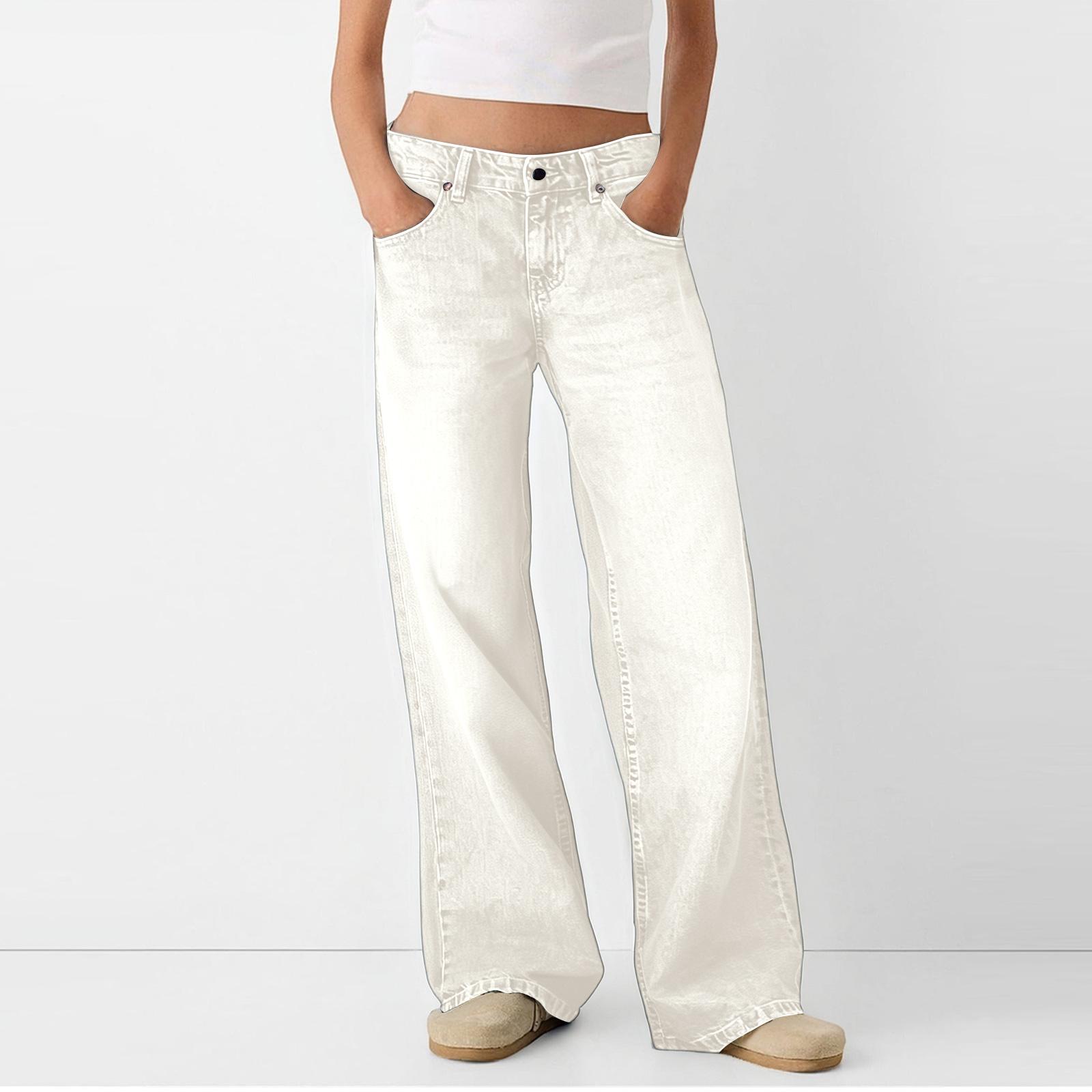 

Женские ретро джинсы прямого кроя с высокой посадкой и широкими штанинами для улицы M