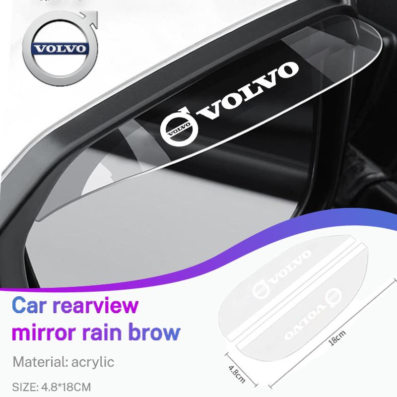 For Volvo 2PCS Transparent Car Emblems Rearview Mirror Rain Eyebrow Shield Cover For Volvo V60 XC60 XC90 S60 XC40 V40 S80 V90 EX
