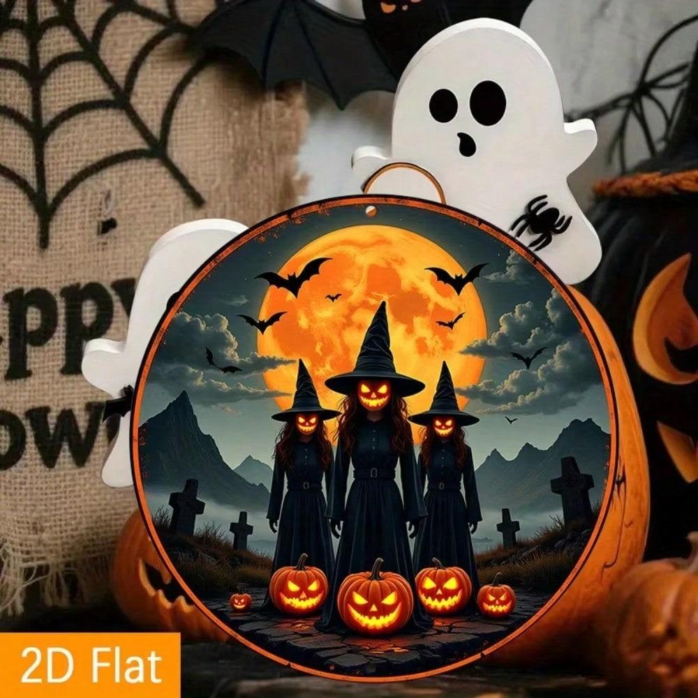 Halloween Witch Metal Sign Vintage Decor Wall Art Home Party