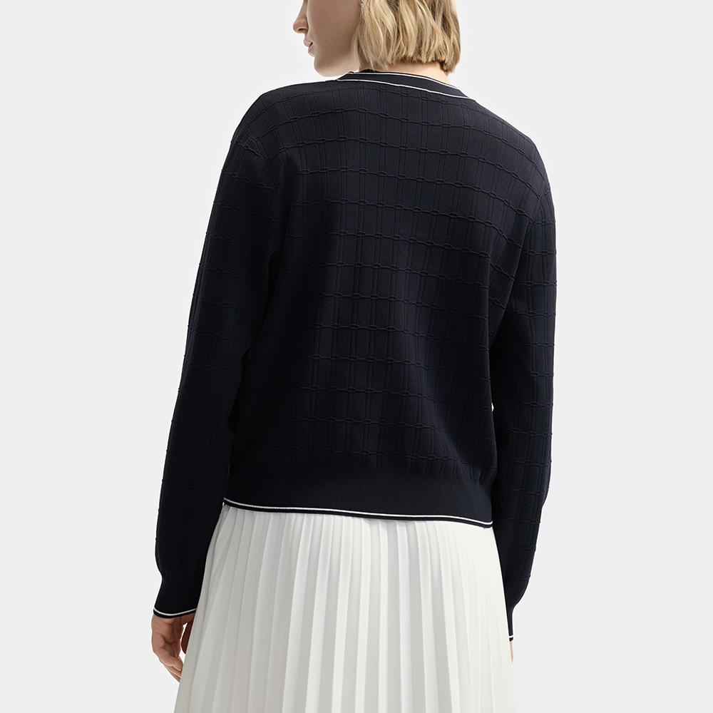 Fila White Series Fashion Casual Woven Cardigan Sweater Women Tops Legendary-Blue F11W523403F-NV