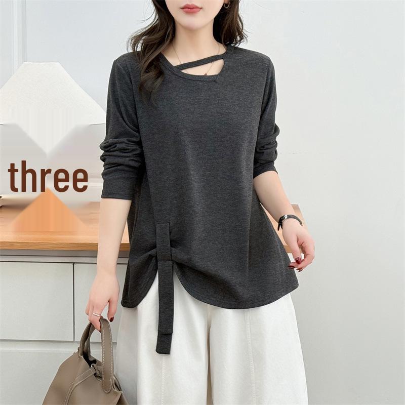 2026 Spring Plus Size Long Sleeve Round Neck Tops for Women and Girls Casual Base Layer 381