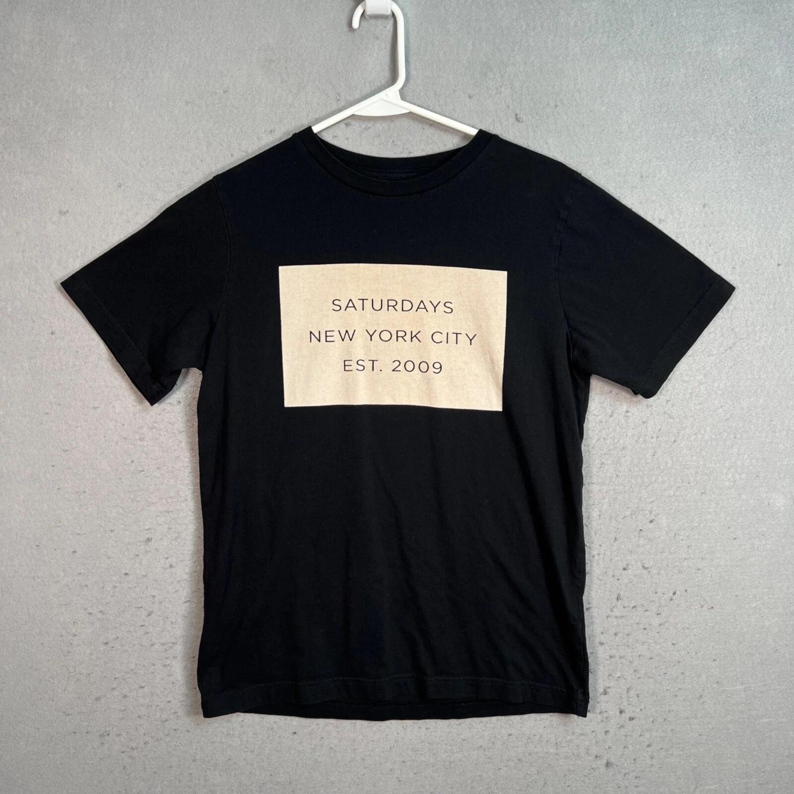Saturdays Surf NYC Black Graphic Tee T Shirt Adult Small Black Cotton Mens L