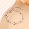 2 in 1 Titanium Steel Fashion Hollow Clover Flower Women's Bracelet Earrings Light Luxury Premium Zircon Set