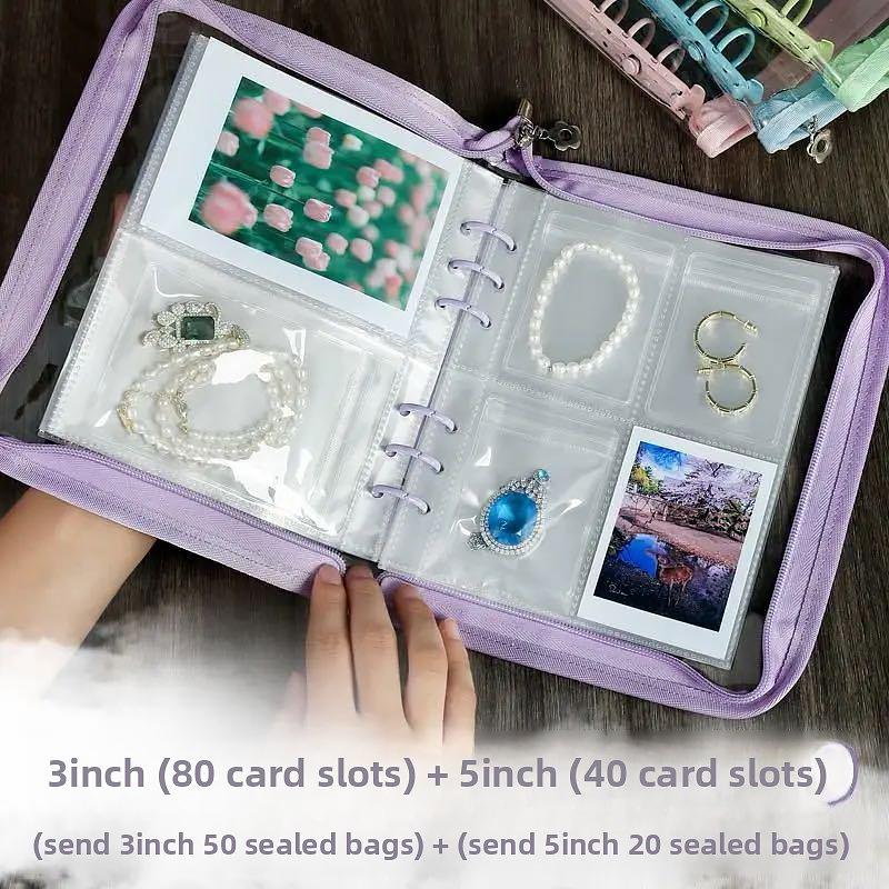 1 Set Candy Colors Convenient Large Capacity Photo Album Includes Sealed Bag Portable Multiple Sizes Multi-Function 25.3x18.5cm