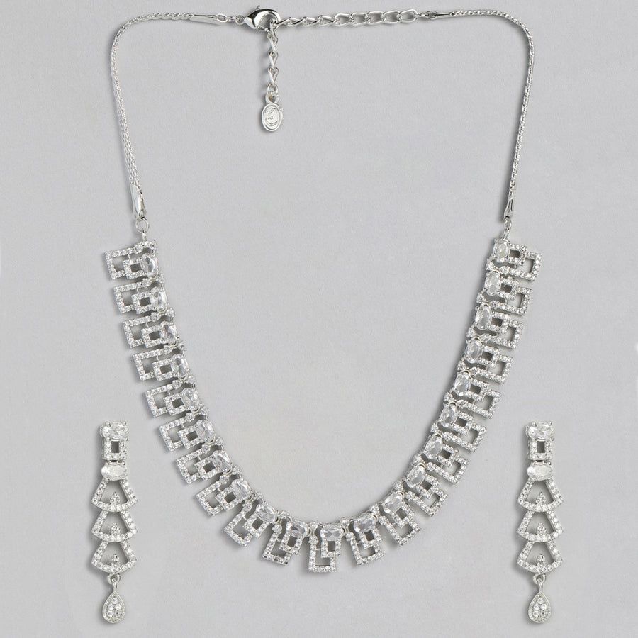 Wunderschönes Designer-Halskettenset von Estele mit rhodiniertem Zirkonia für Damen