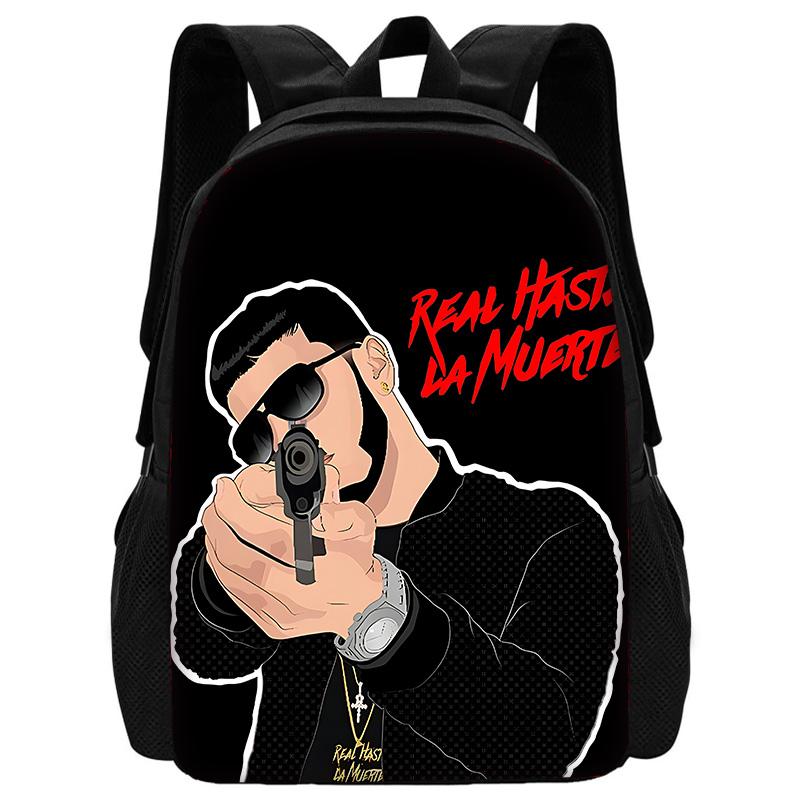 Fashion Hot Rapper Anuel AA Child School Backpack with Lunch Bags ,Pencil Bags ,School Bags for Boys Girls Best Gift