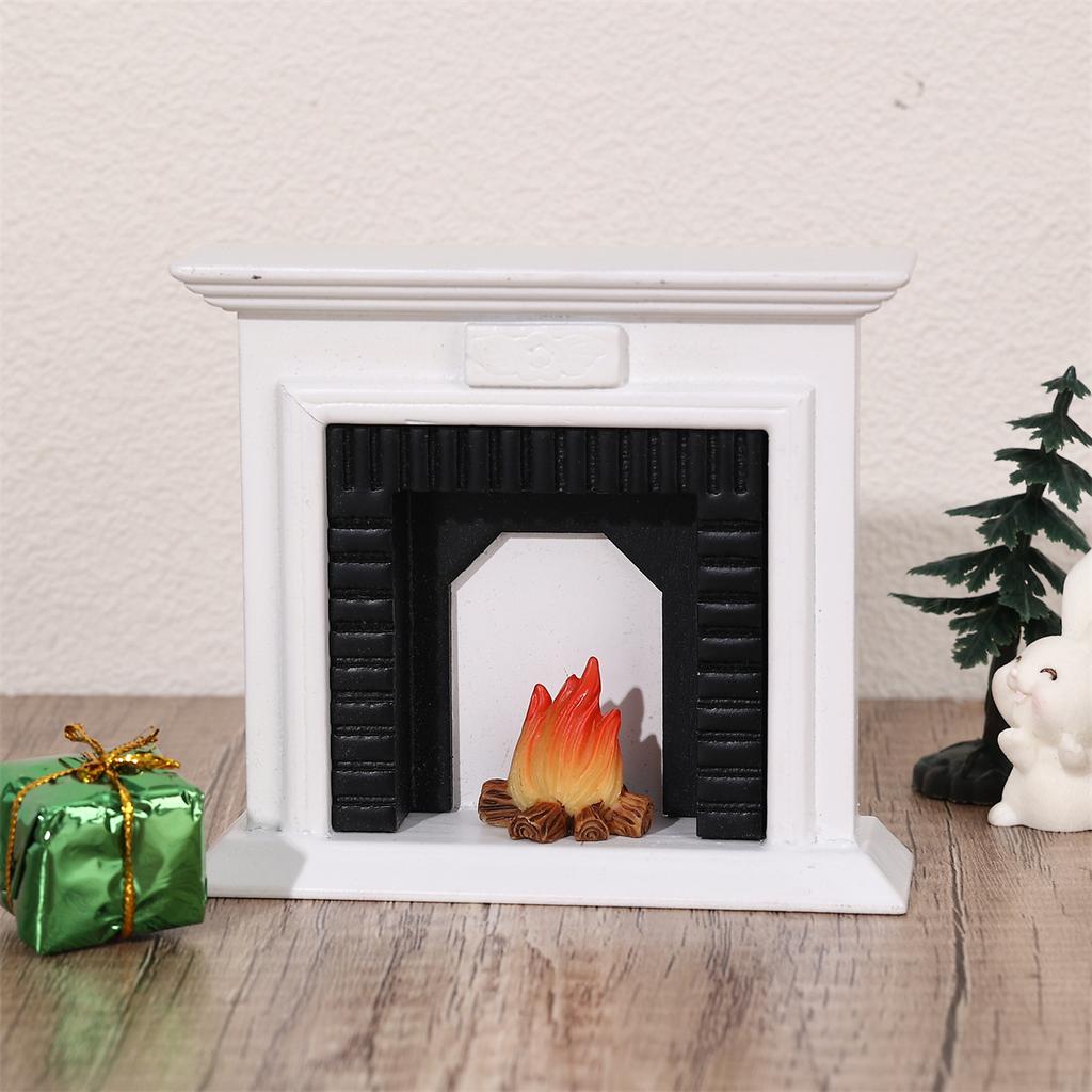 1Pcs Dollhouse Miniature Simulation Furniture Vintage Natural Wooden Fireplace Model Home Creative Adornment Decoration