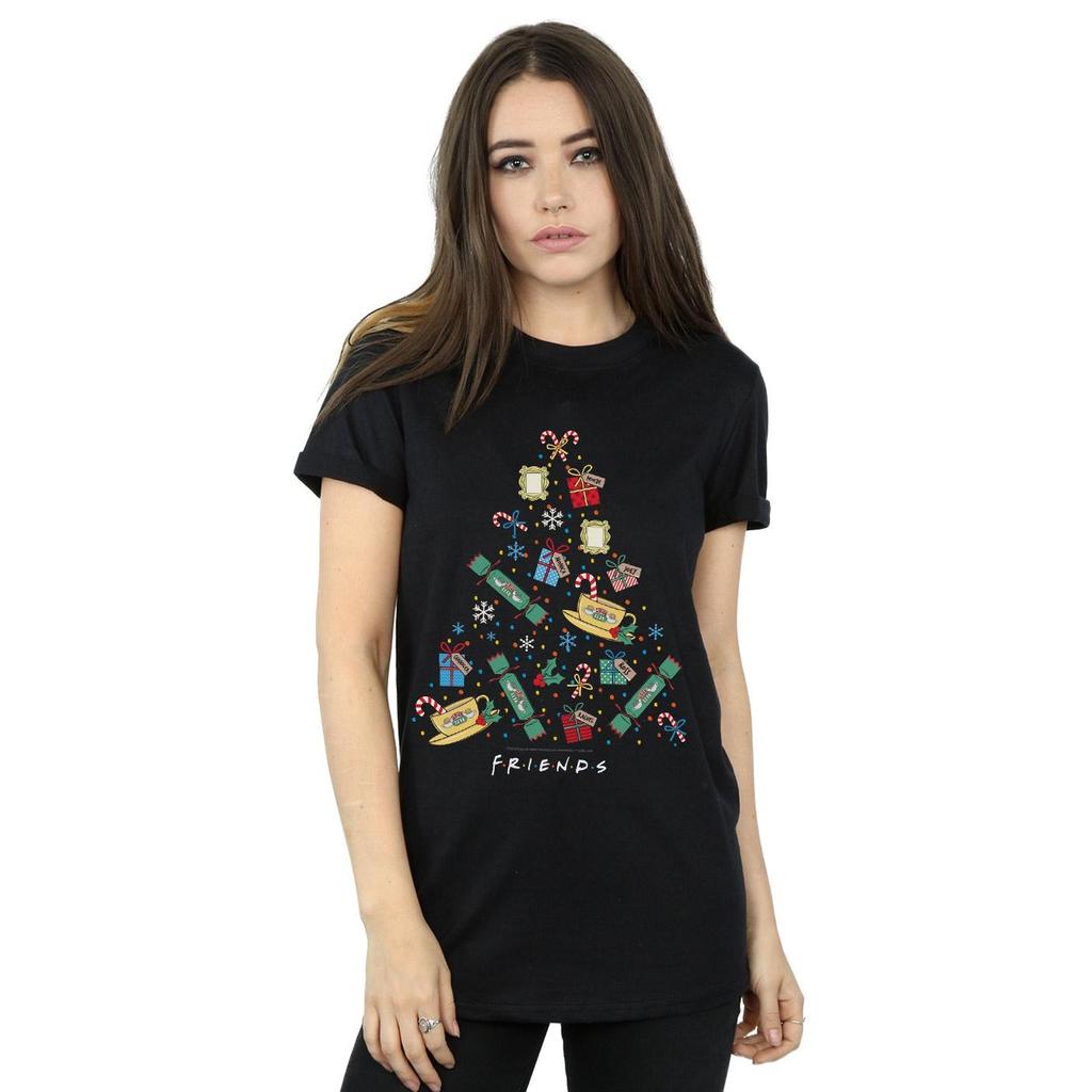 Friends Womens/Ladies Christmas Tree Cotton Boyfriend T-Shirt